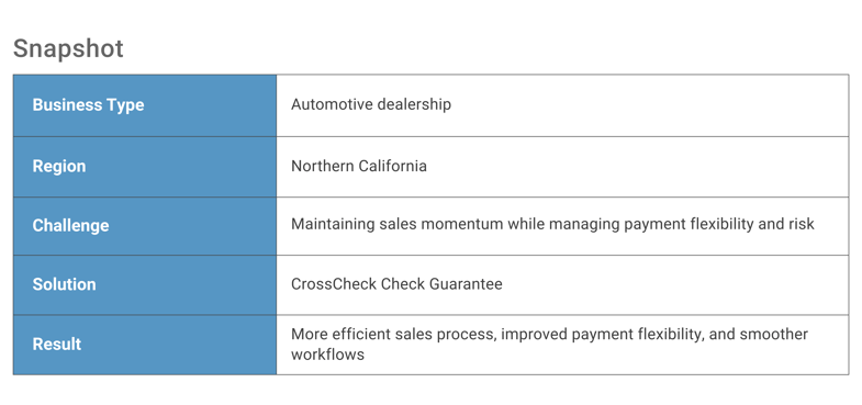 Case Study - Auto Dealership 1 snapshot table preview