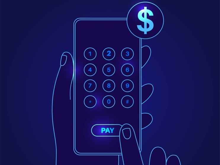 Vector image of making a payment on a phone