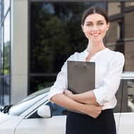 female car salesperson square