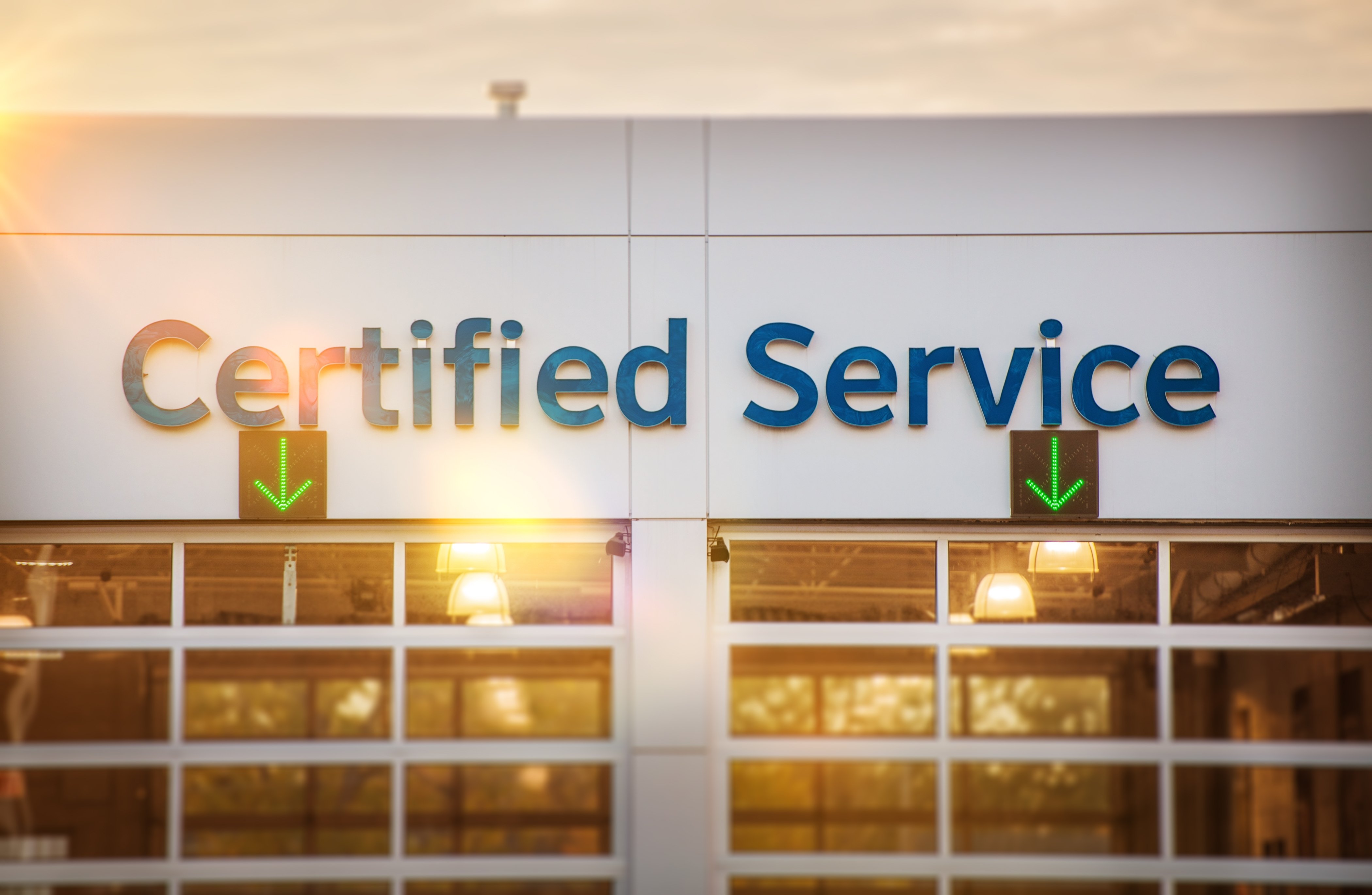 Dealership Certified Car Service Entrance Gates with Large Sign.