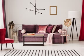 Living room red velvet furniture