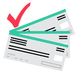 paper checks with red check mark