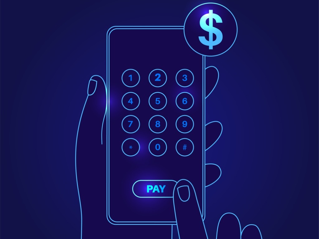 Vector image of making a payment on a phone