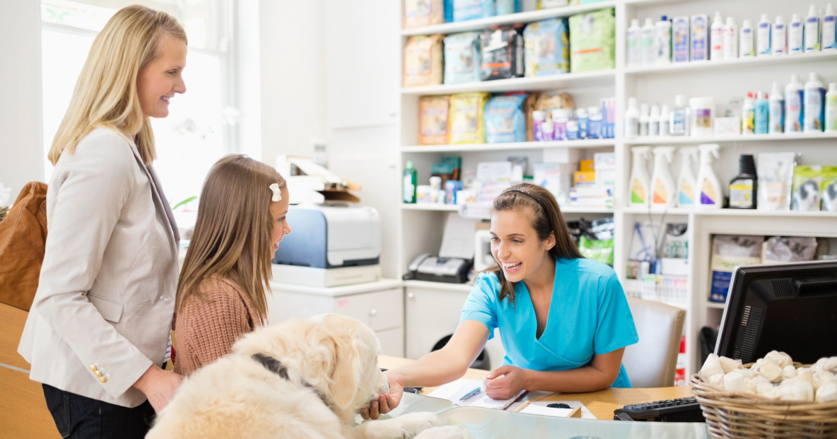 Veterinary office front desk